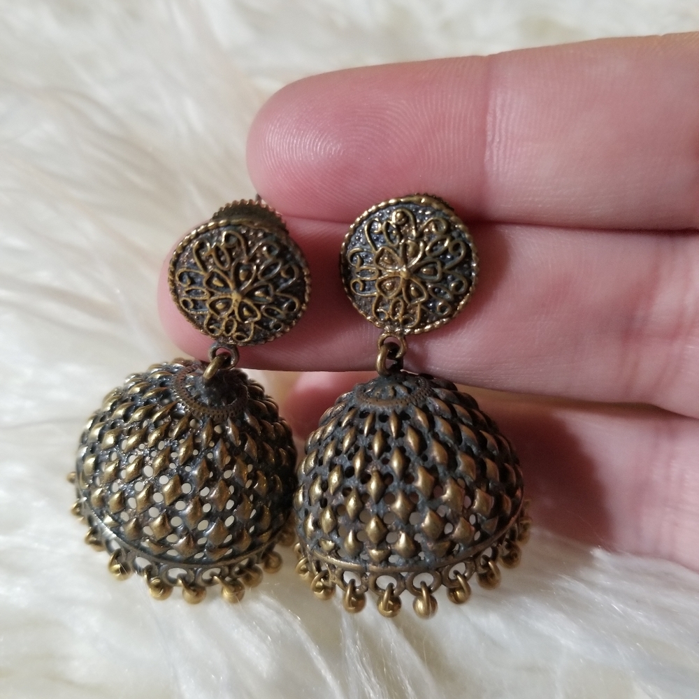 Indian Earrings Bell Shaped Studs Handmade Artisan